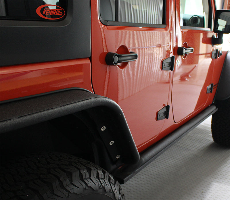 Fishbone Offroad 07-18 Jeep Wrangler JK 4 Door Rubicon Steel Rock Slider - Black Textured Powdercoat