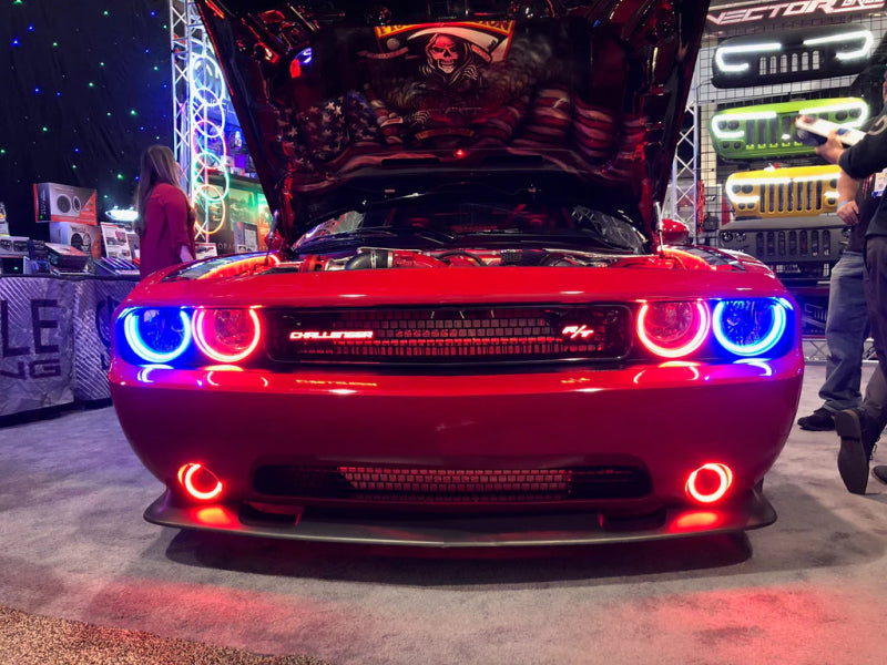 Oracle Dodge Challenger 08-14 LED Waterproof Fog Halo Kit - ColorSHIFT