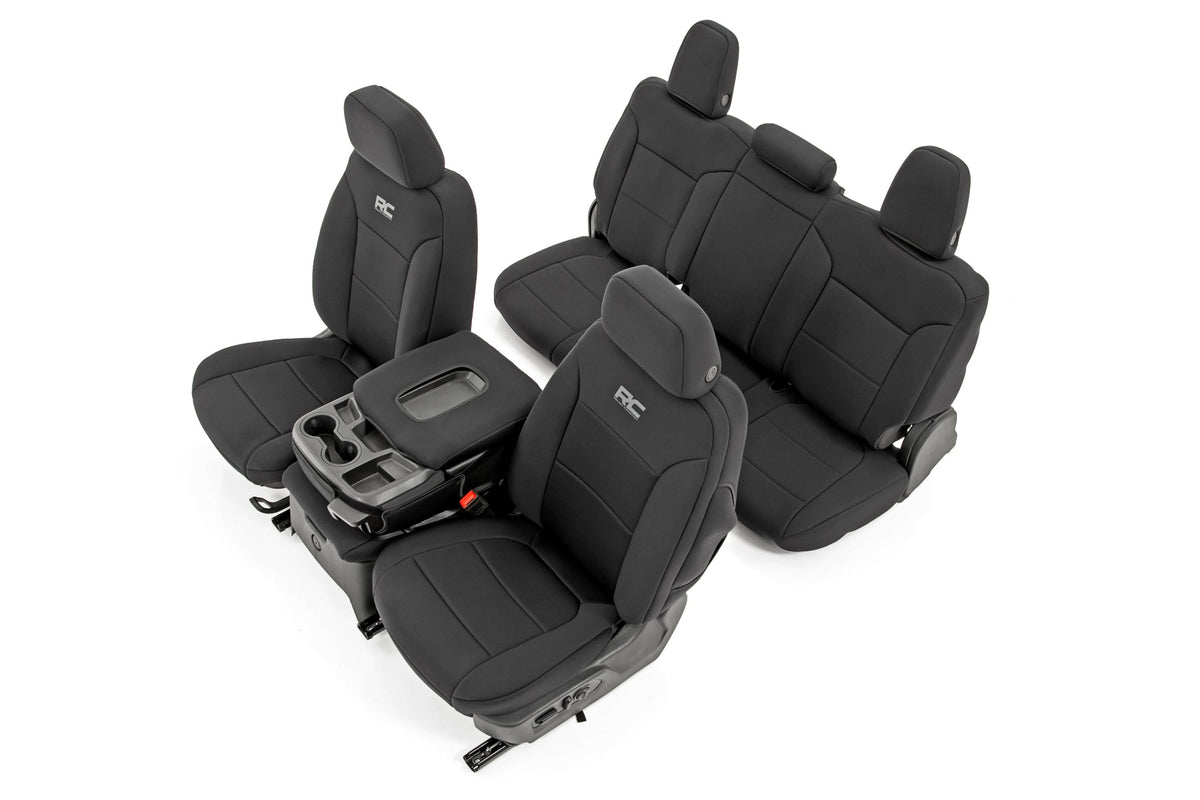 Rough Country  Seat Covers | FR 40/40/20 & RR Arm Rest | Chevy/GMC Sierra 1500 (19-26)/Silverado 1500 (19-26)