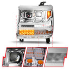 ANZO 16-18 Chevy Silverado 1500 (Factory HID Models ONLY) Full LED Proj Headlights Chrome - Pair