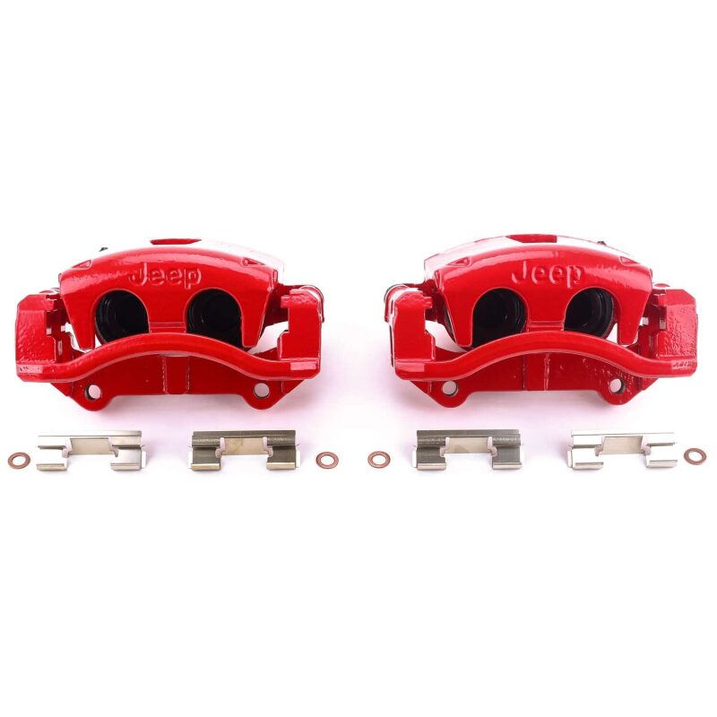 Power Stop 06-10 Jeep Commander Front Red Calipers w/Brackets - Pair
