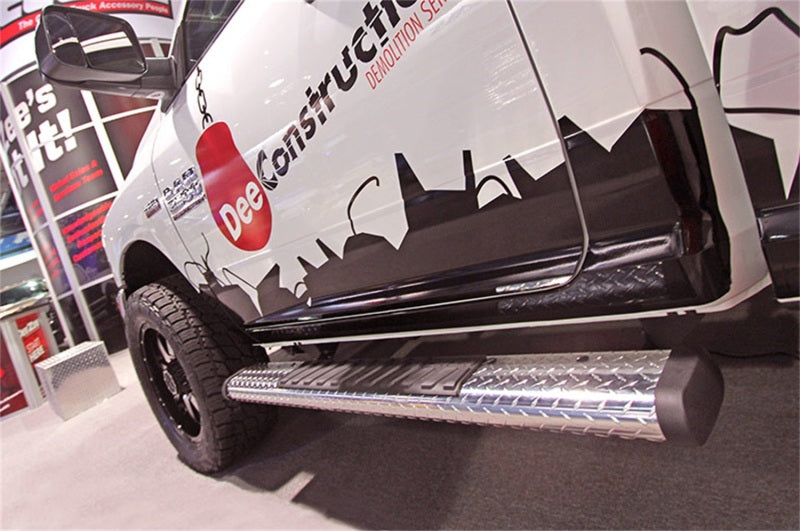 Dee Zee Universal Tubes - 6In Oval - Black Tread Aluminum (RegCab)
