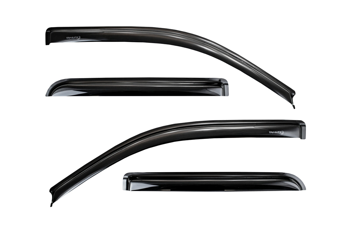TrailFX Side Window Deflector For Ford Trucks - Tape-On Smoke Acrylic Set of 4 (4975H)