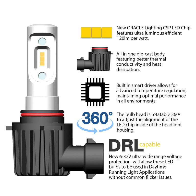 Oracle 880/881/H27 - VSeries LED Headlight Bulb Conversion Kit - 6000K