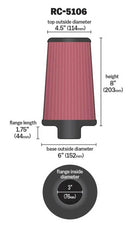 K&N Universal Chrome Round Tapered Air Filter 3in FlangeID / 6in Base OD / 4.5in Top OD / 8in Height