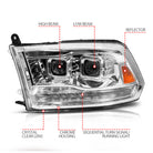 ANZO 09-19 Dodge RAM 1500 / 10-18 2500/3500 LED Proj Headlights SeqSig Chrome - Pair