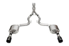 Corsa 24+ Ford MustangGT Xtreme Cat-Back Ex.Sys 3.0in Dual Rear Exit w/4.5in Blk PVD StraightCut Tip