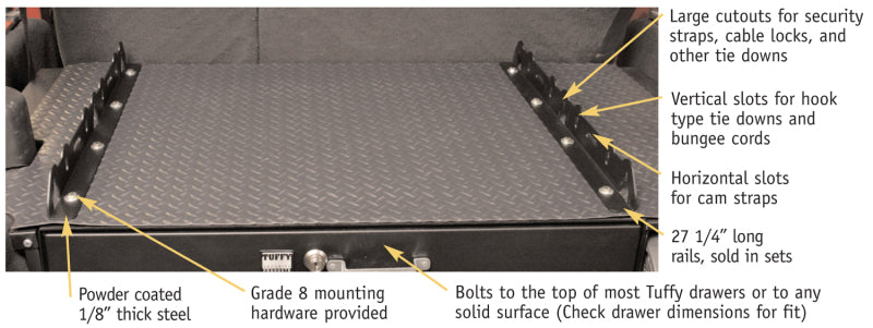 Tuffy Multipoint Tie Down Rails (2 Rails) 27 1/4In Long