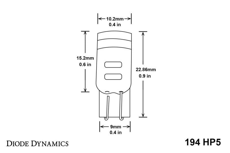 Diode Dynamics 194 LED Bulb HP5 LED - Amber Short (Single)