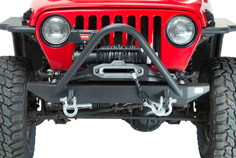 Fishbone Offroad 97-06 Jeep Wrangler TJ Rubicon Steel Front Bumper W/Stinger - Blk Txtrd Powdercoat