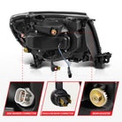 ANZO 05-11 Toyota Tacoma Full LED Projector Headlights White DRL/Init/SeqSig Black - Pair
