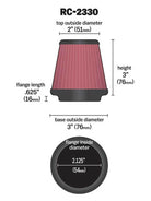 K&N Universal Chrome Filter 2 1/8 inch FLG / 3 inch Bottom / 2 inch Top / 3 inch Height
