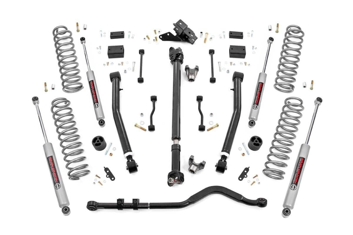 Rough Country  3.5 Inch Lift Kit | Adj LCA | FR D/S | Jeep Wrangler JL Rubicon 4WD (18-23)