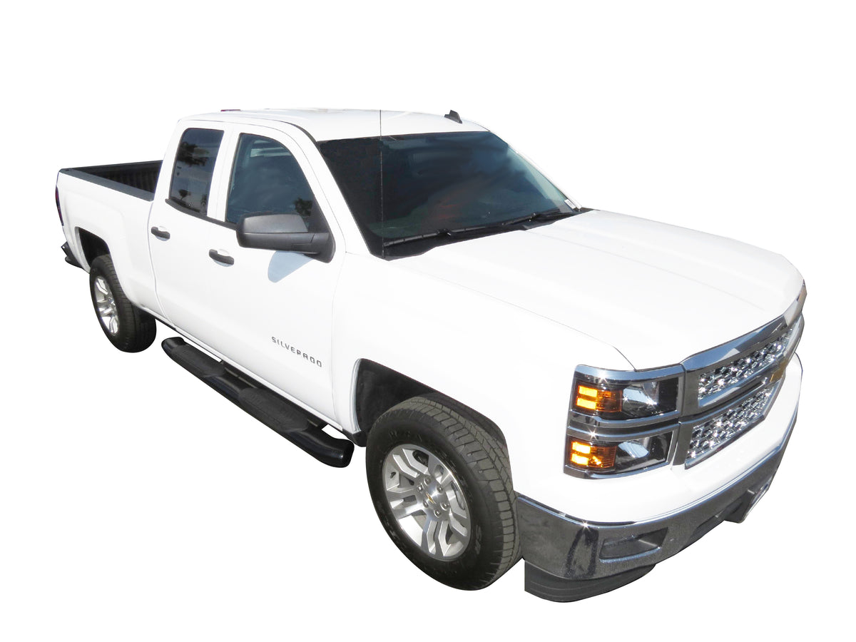 TrailFX Step Nerf Bar For Ford Trucks - With Step Pads 6 Inch Oval Bent Powder Coated Black Steel (A8225B)
