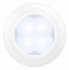 Hella 0500 Series Slim Line White 12V DC Round Soft LED Courtesy Light w/ White Plastic Rim
