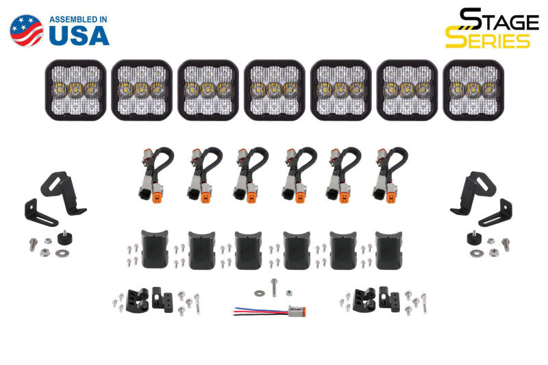 Diode Dynamics SS5 Pro Universal CrossLink 7-Pod Lightbar - Yellow Driving