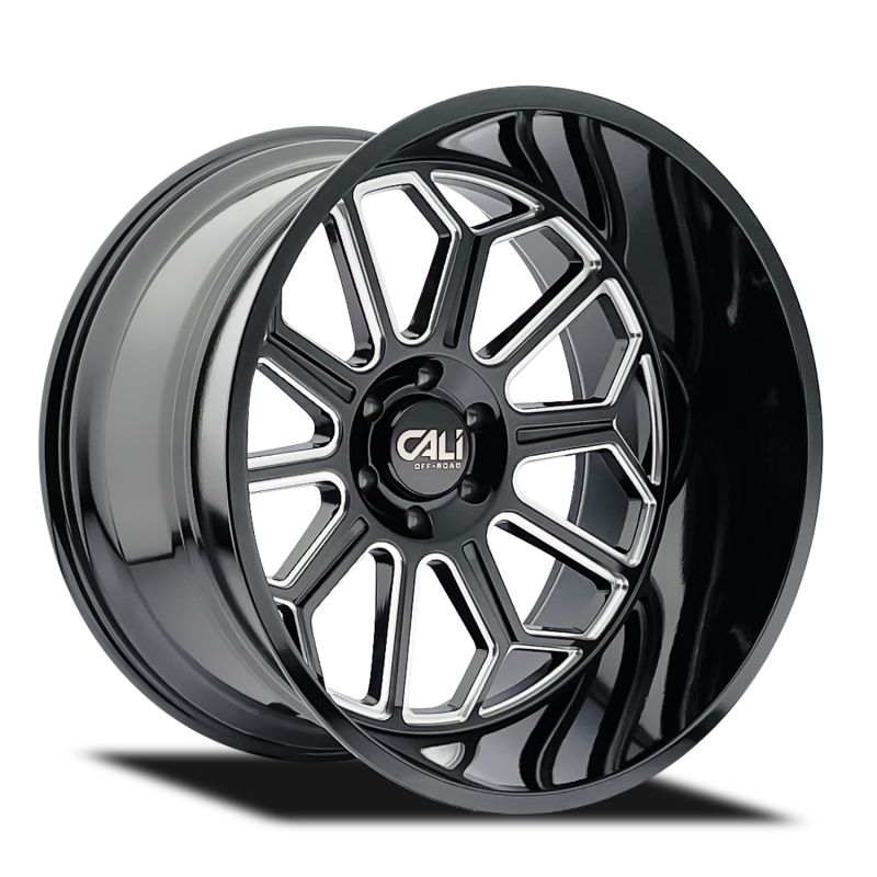 Cali Off-Road 9117 Auburn 22x12 / 6x139.7 BP / -51mm Offset / 106mm Hub Gloss Black Milled Wheel