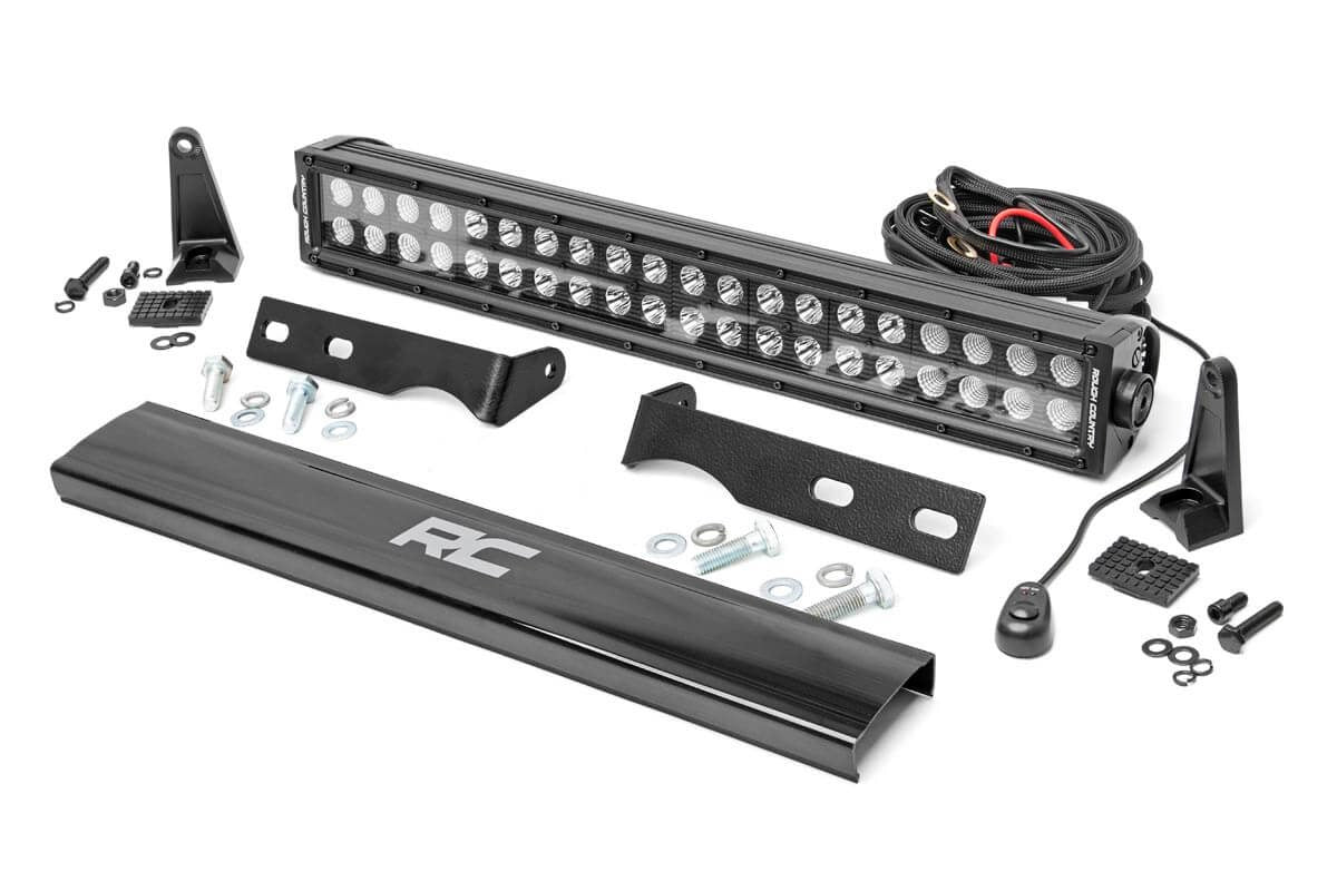 Rough Country  LED Light Kit | Bumper Mount | 20" Black Dual Row | Jeep Grand Cherokee WK2 (11-20)