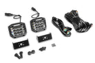 Go Rhino Xplor Bright Series Sideline Cube LED Flood Light Kit (Surface Mount) 4x3 - Blk (Pair)