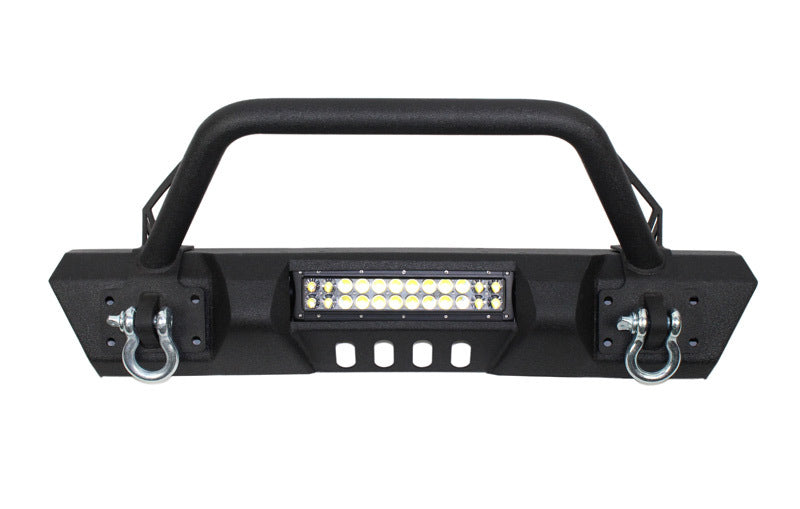 Fishbone Offroad 07-18 Jeep Wrangler JK Frnt Stubby Winch Bumper W/Tube Guard - Blk Txtrd Powdercoat