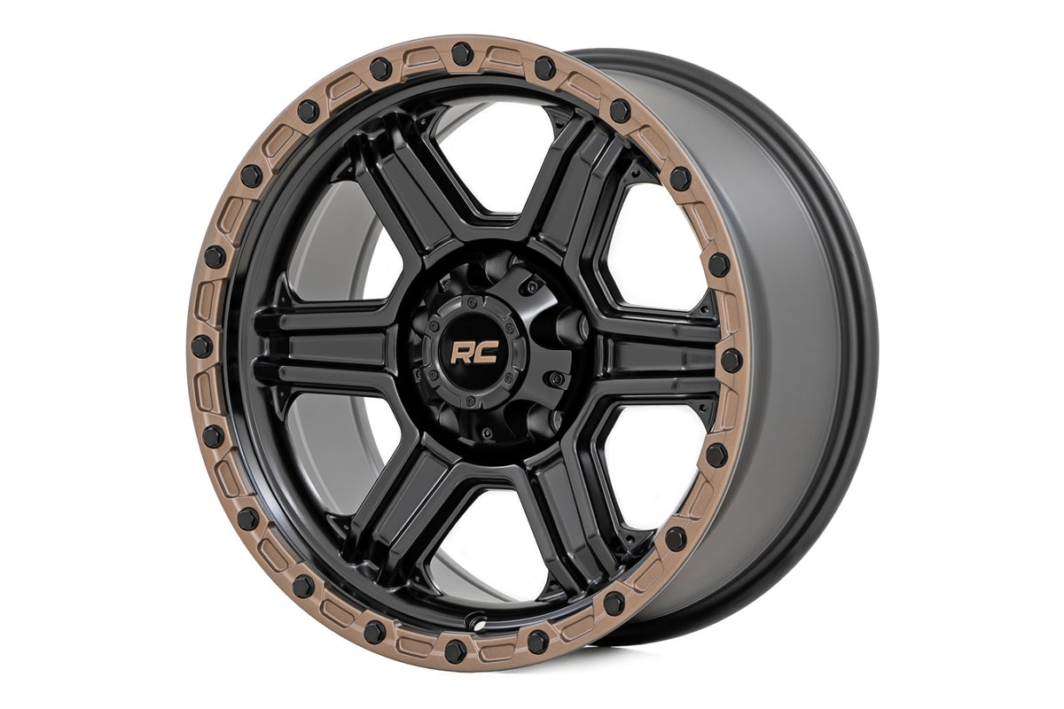 Rough Country  Rough Country   79 Series Wheel | One-Piece | Semi Gloss Black w/Bronze Ring | 18x9 | 5x5 | -12mm