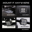 Diode Dynamics Stage Series SXS Rock Light Installer Kit - White Diffused M8 (4-pack)