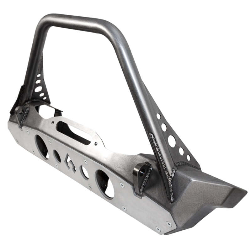 Artec Industries Jeep JK Bare Steel Nighthawk Mid-Tube Stinger Front Bumper w/ Alum Skid Bare Steel