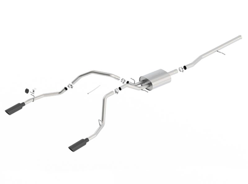 Borla 14 Silv/Sierra 1500 C/B Touring Exh/2.75in in Muffler 2.25inout 4inTIp SS Rear Exit-Blk Chrome