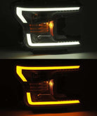 AlphaRex 18-19 Ford F-150 PRO-Series Projector Headlights Plank Style Chrm w/Activ Light/Seq Signal