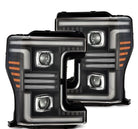 AlphaRex 17-19 Ford F-250/350/450/550  Super Duty PRO-Series Proj Headlights Black w/SeqSig & DRL