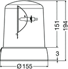 Hella KL 7000 Series 24V Amber Fixed Rotating Beacon