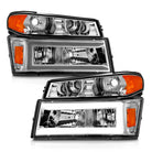 ANZO 04-12 GM Colorado/Canyon/I-Series Crystal Headlights - w/ Light Bar Chrome Housing 4pcs