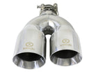 aFe Takeda 2.5in 304 Stainless Steel Clamp-on Tip Passenger Side 2.5in Inlet 4inDual - Polished
