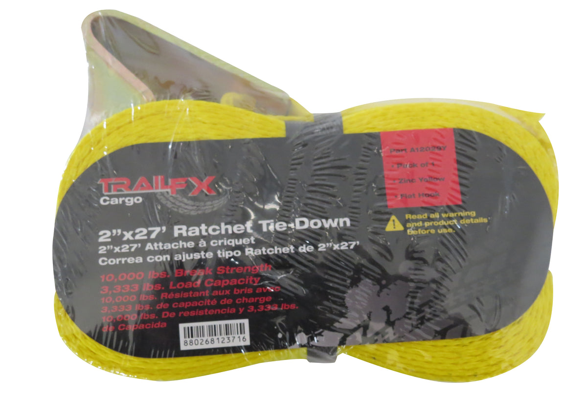 TrailFX Tie Down Strap - Cargo Tie Down 27 Foot Length X 2 Inch Width 3333 Pound (A12029Y)