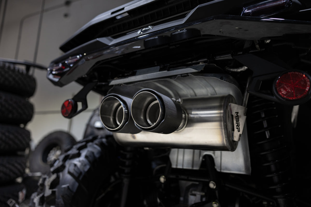 MBRP 25-Up Can-Am Outlander 850/1000R 6-Inch Single Slip-on System, Dual Outlet with CF Tips, Performance Series
