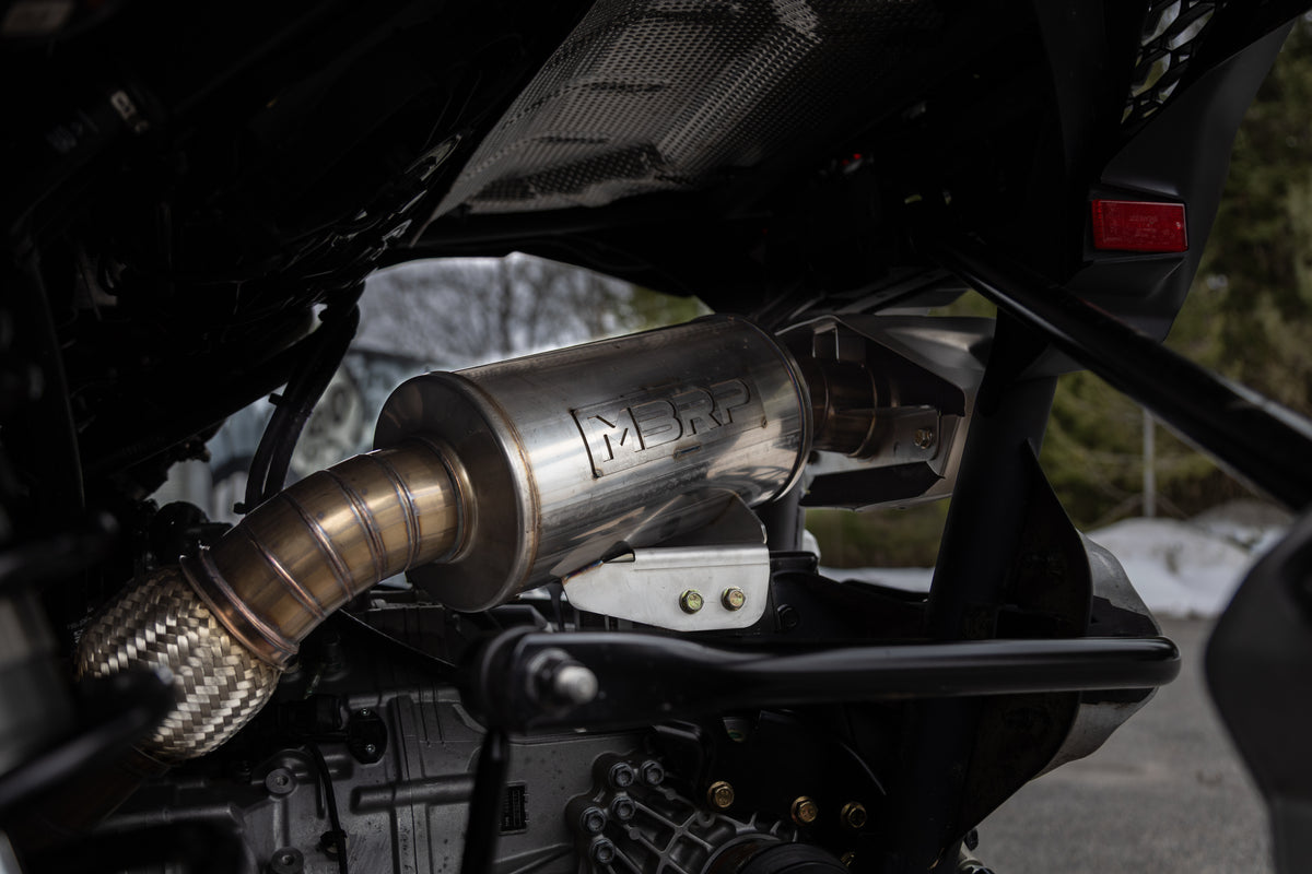 MBRP 24-Present Can-Am Maverick R, Performance Series 3-Inch Turbo Back Single Slip-on Quiet,