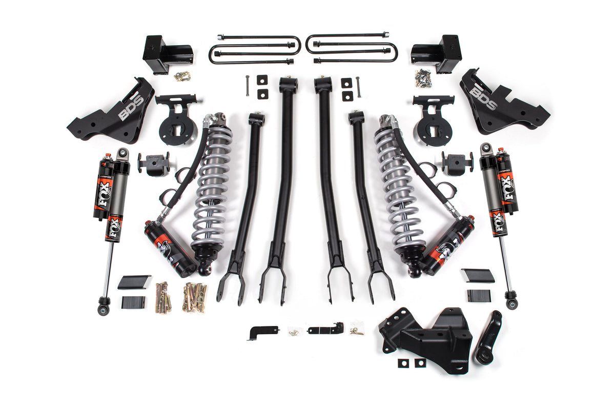 BDS Suspension 23-25 Ford F-450 4WD 4 Inch Coilover 4-Link Suspension Lift Kit, 3.5 Inch Rear, Block - Fox 2.5 Performance Elite Series C/O Front, Fox 2.5 Performance Elite Series Front, Fox 2.5 Performance Elite Series Rear BDS Suspension (BDS1225PES)