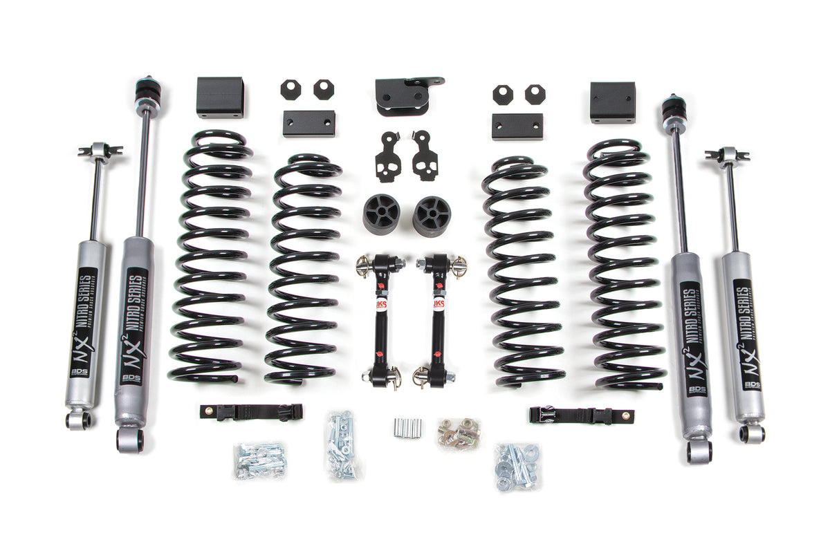BDS Suspension 3 Inch Lift Kit Jeep Wrangler JK 07-11 4-Door Sway Bar Disconnect NX2 Nitro Shocks (BDS1411H)