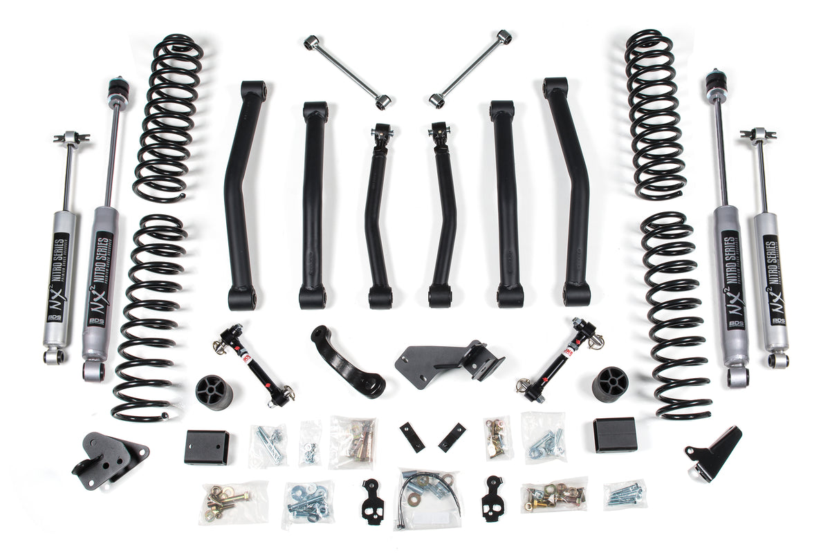 BDS Suspension 4.5 Inch Lift Kit Jeep Wrangler JK 07-11 4-Door Sway Bar Disconnects Fox 2.5 Performance Elite Shocks (BDS1413FPE)