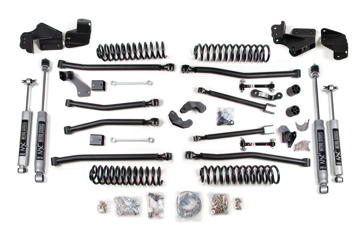 BDS Suspension 4 Inch Lift Kit Long Arm Jeep Wrangler JK 07-18 2-Door Sway Bar Disconnect Fox 2.5 Performance Elite Shocks (BDS1419FPE)