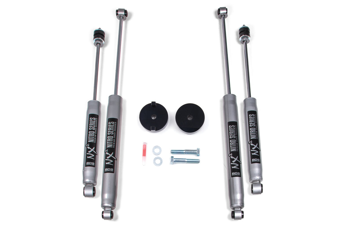 BDS Suspension 1 Inch Leveling Kit Coil Spacer Ford F250/F350 Super Duty 17-22 4WD With Fox 2.0 Performance Shocks (BDS1518FS)