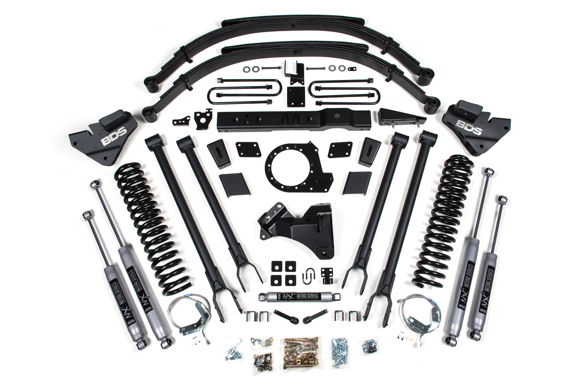 BDS Suspension 8 Inch Lift Kit 4-Link Conversion Ford F250/F350 Super Duty 17-19 4WD Diesel NX2 Nitro Shocks (BDS1541H)