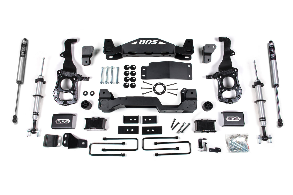 BDS Suspension 4 Inch Lift Kit FOX 2.0 Strut Ford F150 21-25 4WD 2 Inch Block Fox  2.0 Performance Shocks (BDS1583FSR)
