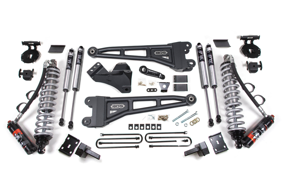 BDS Suspension 4 Inch Lift Kit w/ Radius Arm FOX 2.5 Performance Elite Coil-Over Conversion Ford F250/F350 Super Duty 11-16 4WD Diesel 4 Inch Block Kit (BDS1596FPE)