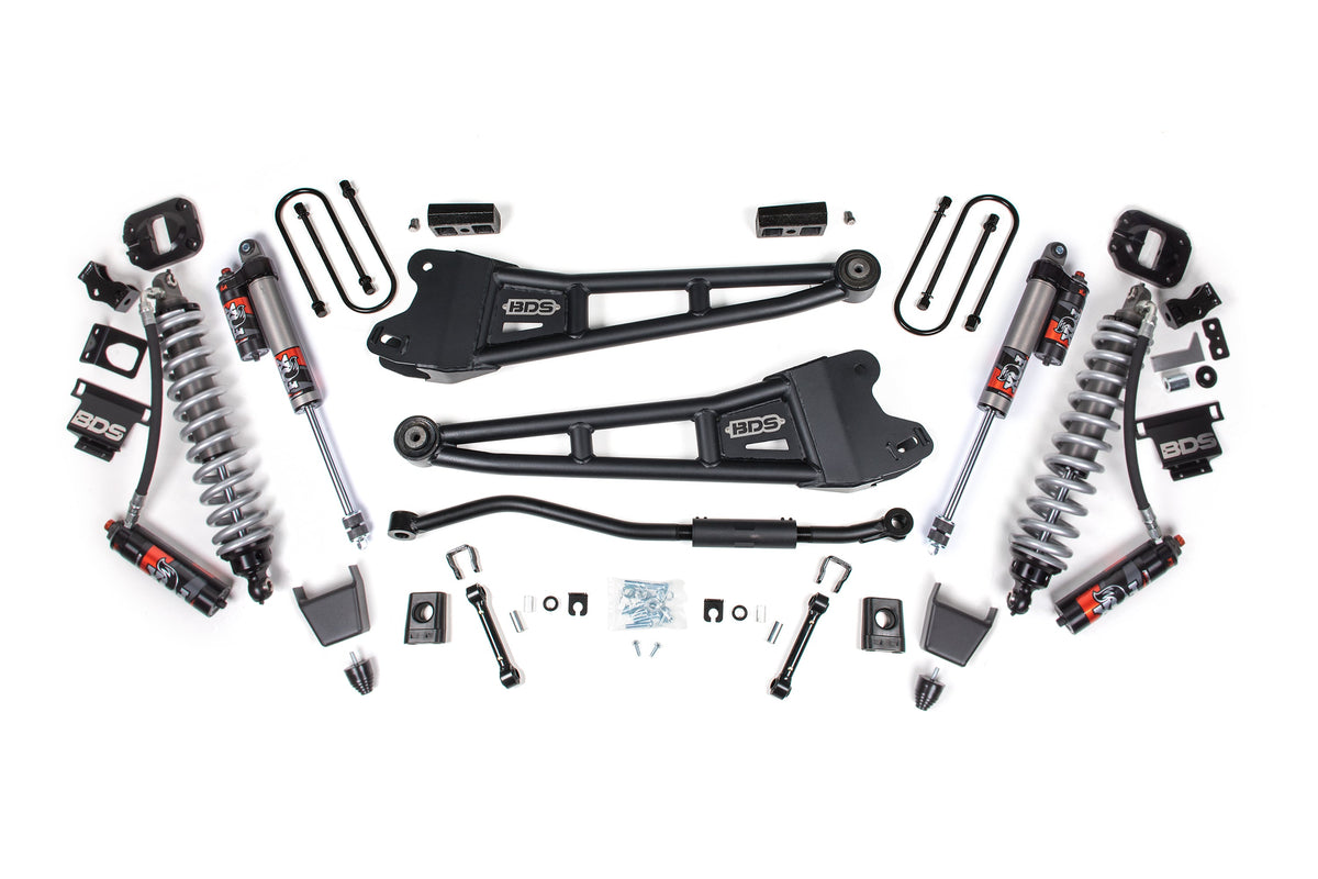 BDS Suspension 13-18 Ram 3500 4WD 3 Inch Radius Arm Suspension Lift Kit, 2 Inch Rear, Block, Diesel - Fox 2.5 Performance Elite Series C/O Front, Fox 2.5 Performance Elite Series Rear BDS Suspension (BDS1622PES)