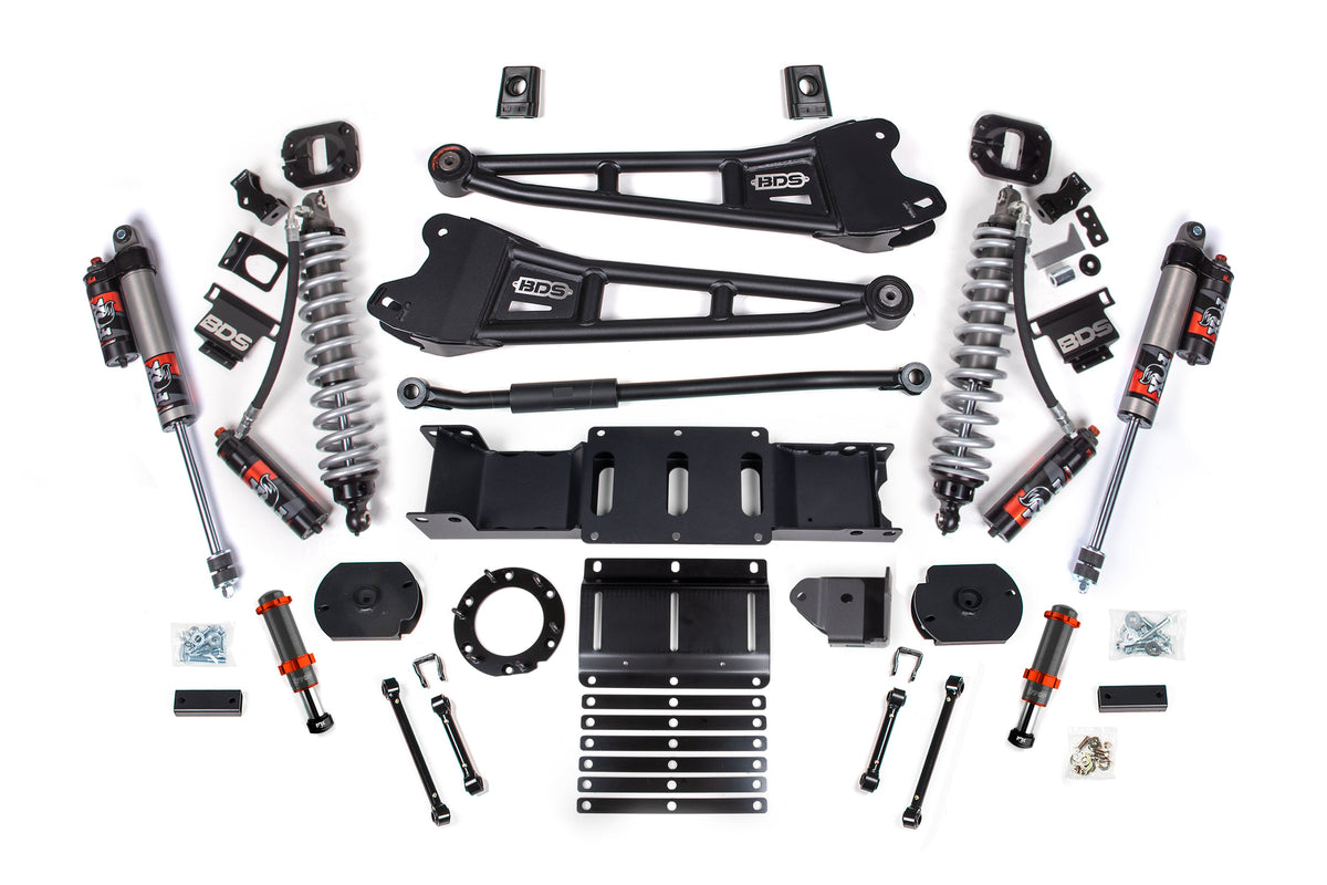 BDS Suspension 19-24 Ram 2500 4WD 3 Inch Radius Arm Suspension Lift Kit, 1.25 Inch Rear, Coil Spacer, Diesel - Fox 2.5 Performance Elite Series C/O Front, FOX 2.0 Front Bump, Fox 2.5 Performance Elite Series Rear BDS Suspension (BDS1653PESB)