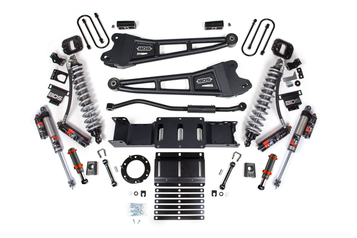 BDS Suspension 19-24 Ram 3500 4WD 3 Inch Radius Arm Suspension Lift Kit, 2 Inch Rear, Block w/Overload, 6 Bolt Diesel - Fox 2.5 Performance Elite Series C/O Front, FOX 2.0 Front Bump, Fox 2.5 Performance Elite Series Rear BDS Suspension (BDS1654PESB)