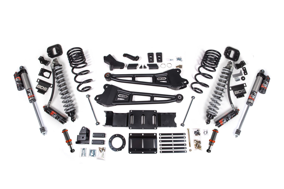 BDS Suspension 19-24 Ram 2500 4WD 4 Inch Radius Arm Suspension Lift Kit, 2.5 Inch Rear, Coil Spring, Diesel - Fox 2.5 Performance Elite Series C/O Front, FOX 2.0 Front Bump, Fox 2.5 Performance Elite Series Rear BDS Suspension (BDS1660PESB)