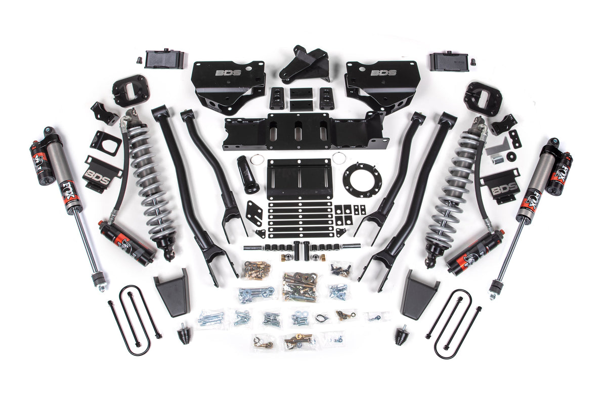 BDS Suspension 19-24 Ram 3500 4WD 4 Inch 4-Link Suspension Lift Kit, 2 Inch Rear, Block w/o Overload, 6 Bolt Diesel - Fox 2.5 Performance Elite Series C/O Front, Fox 2.5 Performance Elite Series Rear BDS Suspension (BDS1670PES)