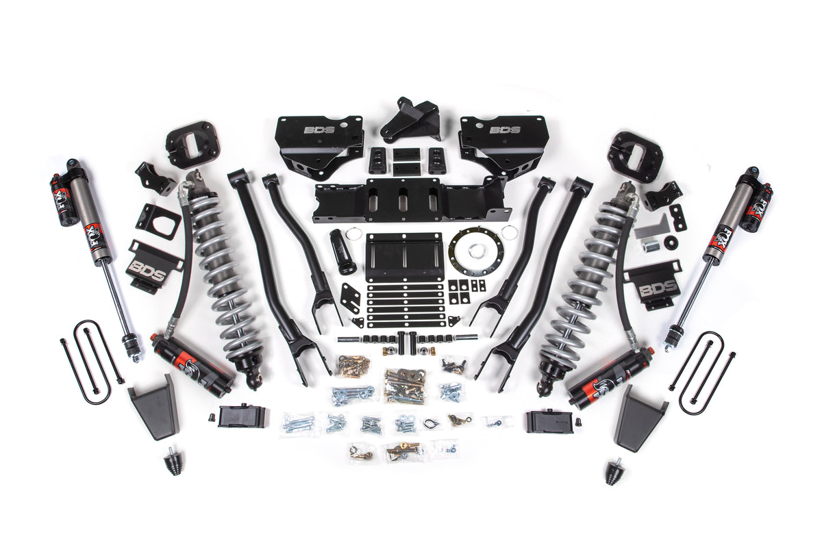 BDS Suspension 19-24 Ram 3500 4WD 4 Inch 4-Link Suspension Lift Kit, 2 Inch Rear, Block w/ Overload, 8 Bolt Diesel - Fox 2.5 Performance Elite Series C/O Front, Fox 2.5 Performance Elite Series Rear BDS Suspension (BDS1673PES)